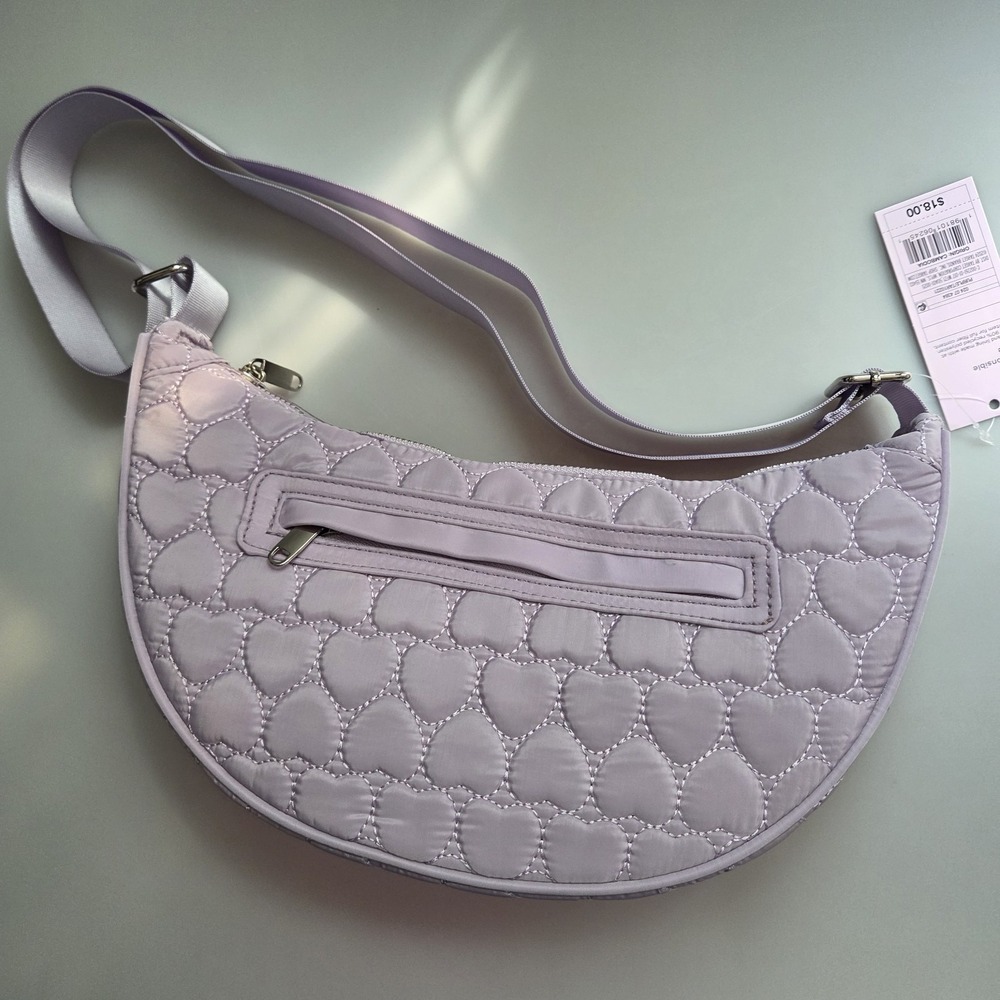 Wild Fable Half Moon Crossbody Bag Womens Lavender Puffy Hearts